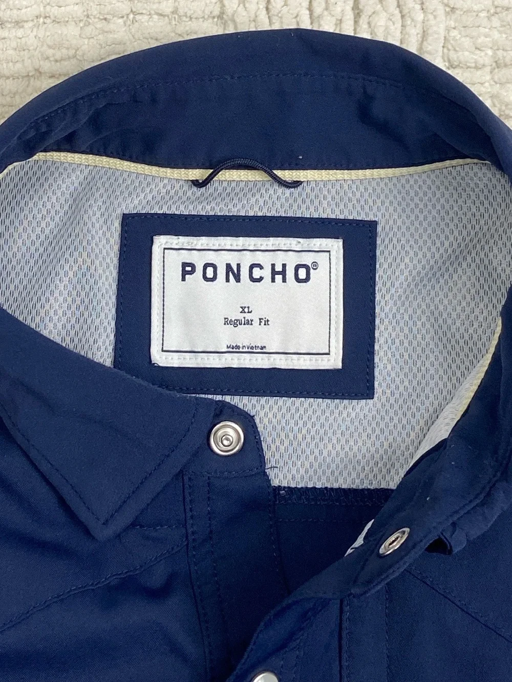 Poncho The Del Mar Western Performance Short Sleeve Shirt Navy XL - Picture 2 of 13